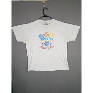 Hawkins Amusement Rides Rome NY T-shirt Mens 2XL Gray Paratrooper Fireworks Vtg